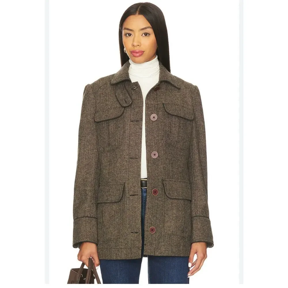 Free People Renaux Herringbone Officer Jacket XS